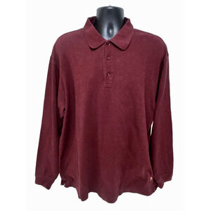 Orvis Polo Shirt Maroon Pima Cotton Long Sleeve Signature Collection Size XL